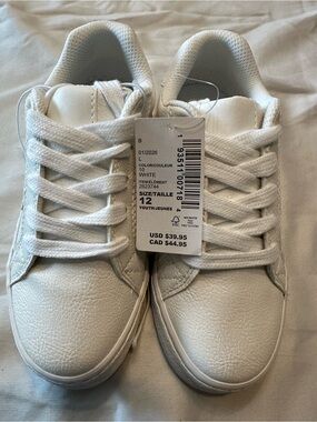 Place White Kids Sneakers with Lace-Up Closure